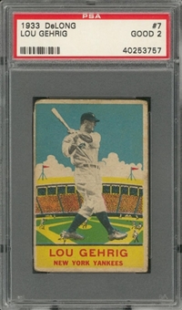 1933 DeLong #7 Lou Gehrig – PSA GD 2